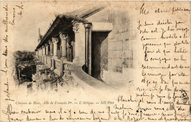 Carte postale ancienne Chateau e Blois Aile de Francois Ier - L'Attique à Blois