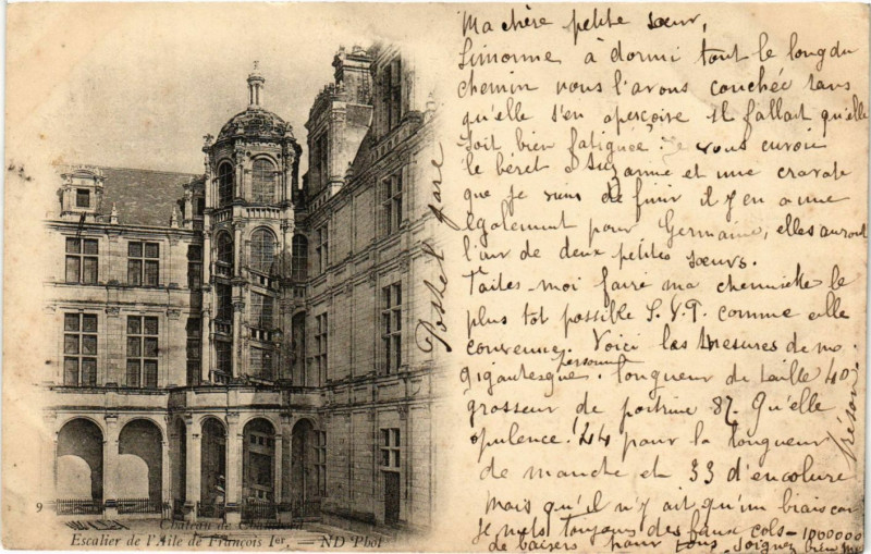 Carte postale ancienne Château de Chambord - Escalier de l'Aile de François Ier à Chambord