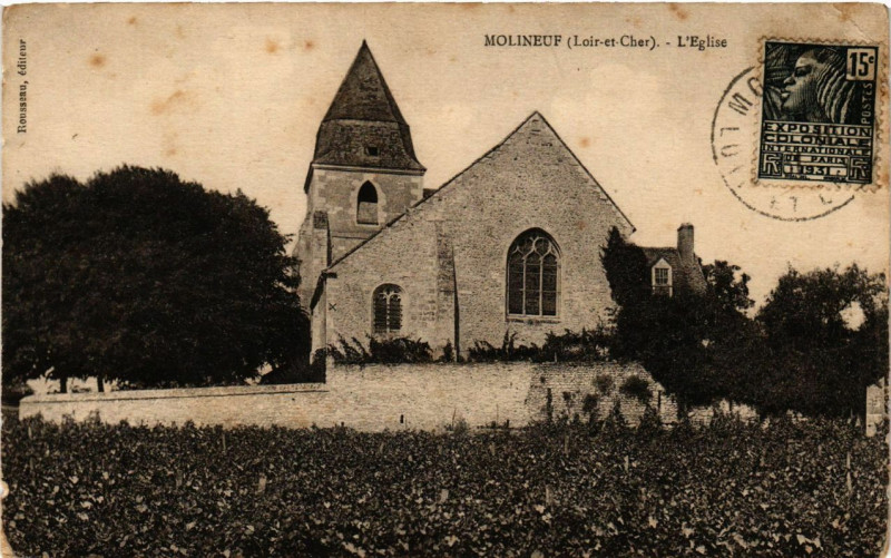 Carte postale ancienne Molineuf - L'Eglise