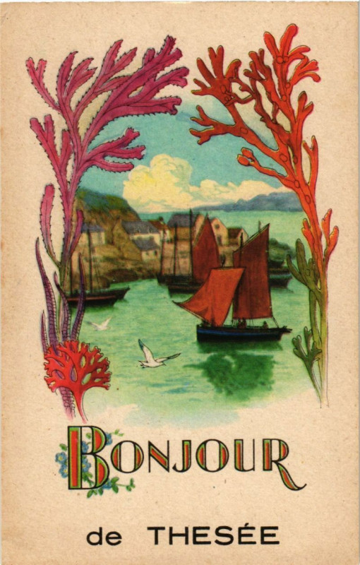 Carte postale ancienne Bonjour de Thesee à Thésée
