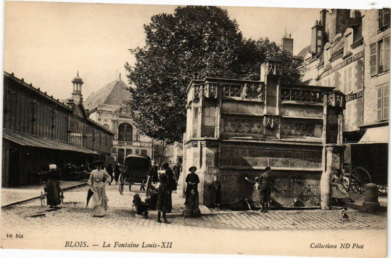 Carte postale ancienne Blois - La Fontaine Louis-Xii à Blois