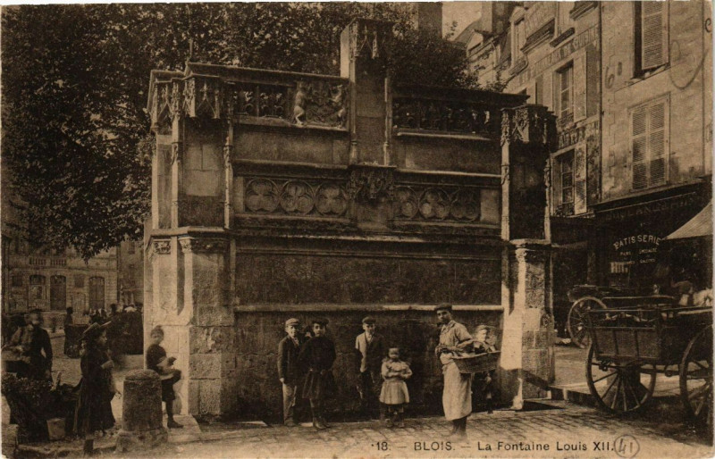 Carte postale ancienne Blois - La Fontaine Louis à Blois