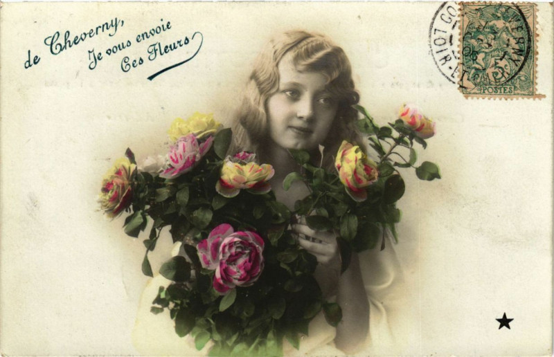 Carte postale ancienne De Cheverny Je vous envoie Ces Fleurs à Cheverny