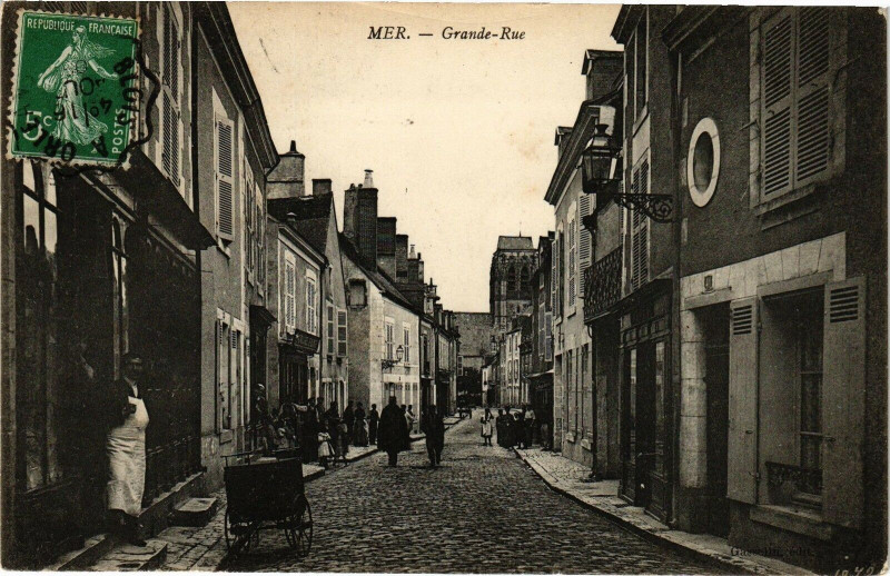Carte postale ancienne Mer - Grande-Rue à Mer