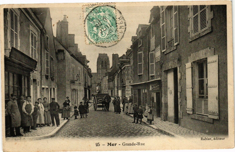 Carte postale ancienne Mer - Grande-Rue à Mer