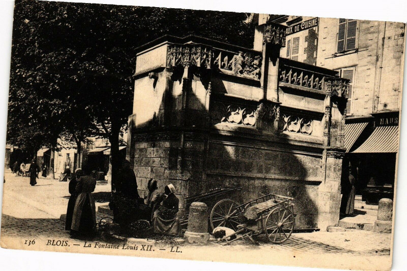 Carte postale ancienne Blois - Fontaine Louis Xii à Blois