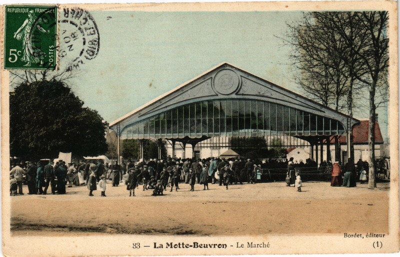 Carte postale ancienne La Motte-Beuvron - Le Marché