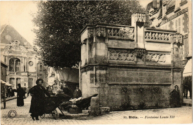 Carte postale ancienne Blois - Fontaine Louis Xii à Blois