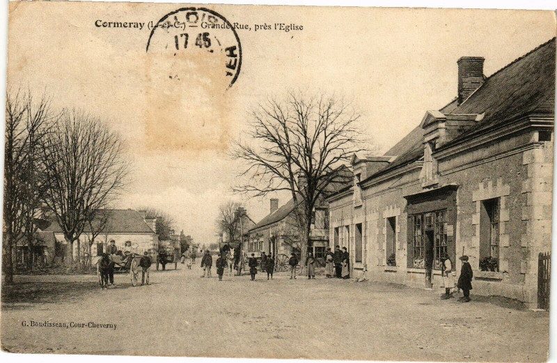 Carte postale ancienne Cormaray (L.-et-C.) - Grand Rue pras l'Eglise à Maray
