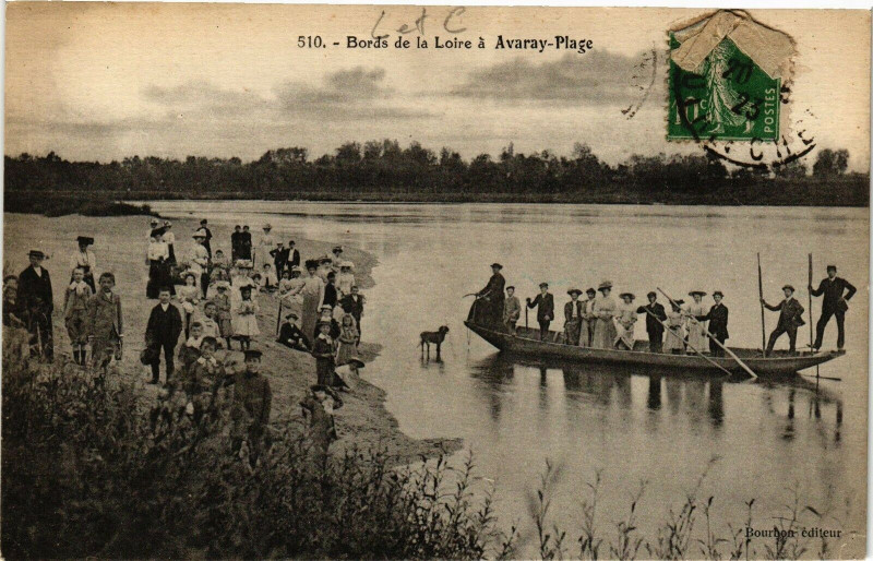 Carte postale ancienne Bords de la Loire a Avaray-Plage à Avaray