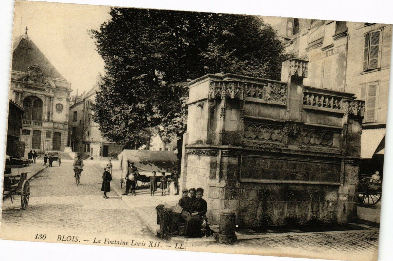 Carte postale ancienne Blois - La Fontaine Louis Xii à Blois