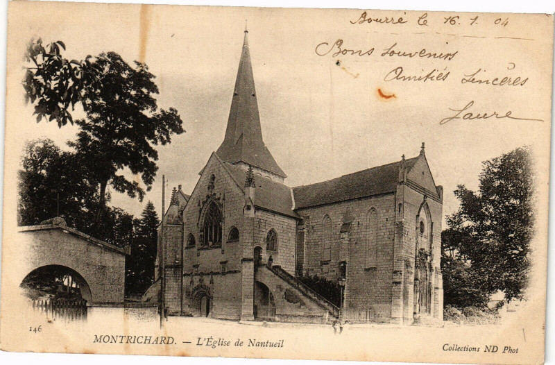 Carte postale ancienne Montrichard-L'Eglise de Nantueil