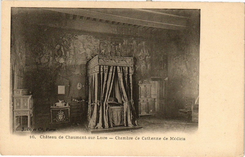 Carte postale ancienne Chateau de Chaumont-sur-Loire- Chambre de Catherre de Medicis à Chaumont-sur-Loire