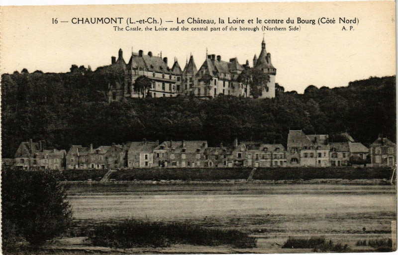 Carte postale ancienne Chaumont-Le Chateau la Loire et le centre du Bourg