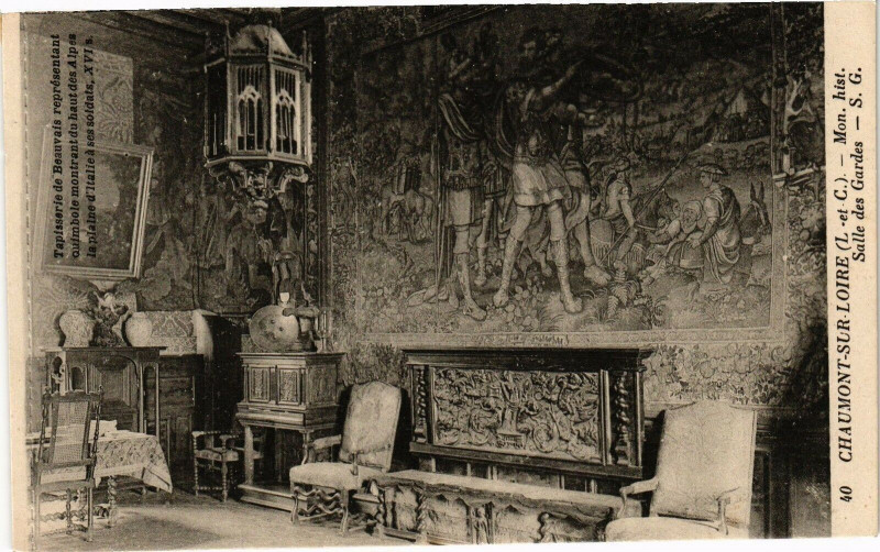 Carte postale ancienne Chaumont-sur-Loire-Salle des Gardes à Chaumont-sur-Loire
