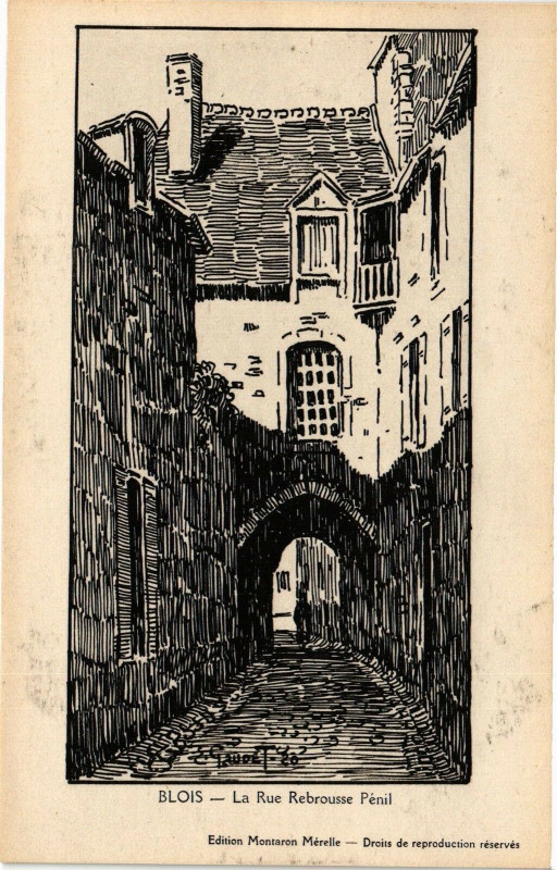 Carte postale ancienne Blois-La Rue Rebrousse Penil à Blois