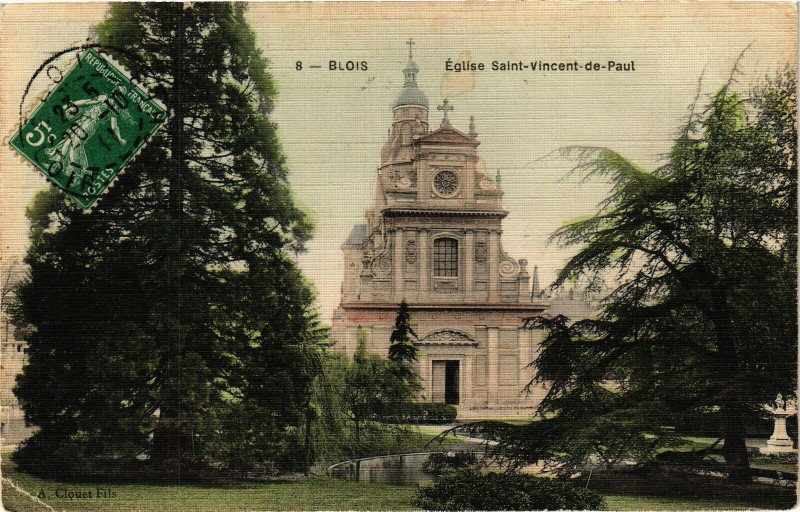 Carte postale ancienne Blois-Eglise St-Vincent de Paul à Blois