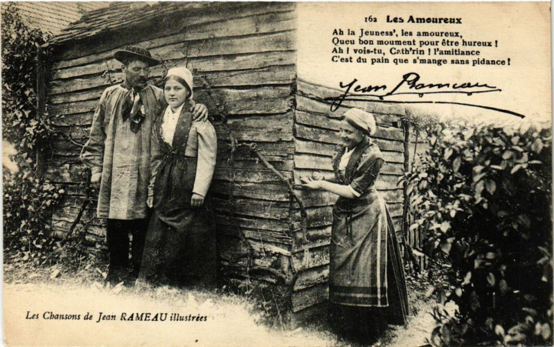 Carte postale ancienne Les Amoureux - Les Chansons de Jean Rameau - Folklore