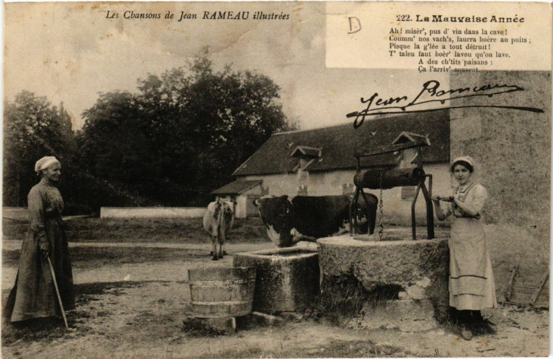 Carte postale ancienne Le Mauvaise Année - Les Chansons de Jean Rameau - Folklore