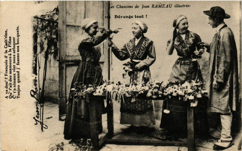 Carte postale ancienne Dérange tout - Les Chansons de Jean Rameau - Folklore