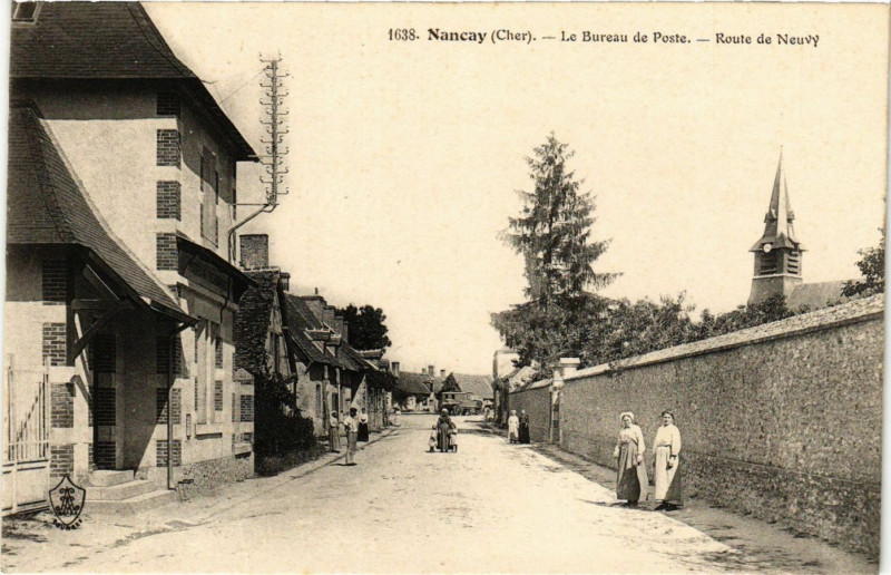 Carte postale ancienne Nancay - Le Bureau de Poste - Route de Neuvy à Nançay