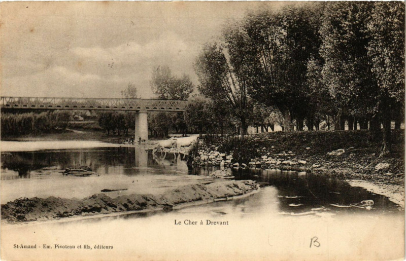 Carte postale ancienne Drevant - Le Cher a Drevant à Drevant