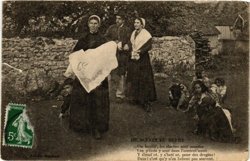 Carte postale ancienne Scenes du Berry - Folklore - Types