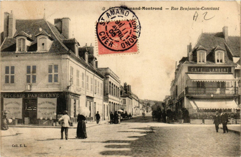 Carte postale ancienne Saint-Amand-Montrond - Rue Benjamin-Constant à Saint-Amand-Montrond