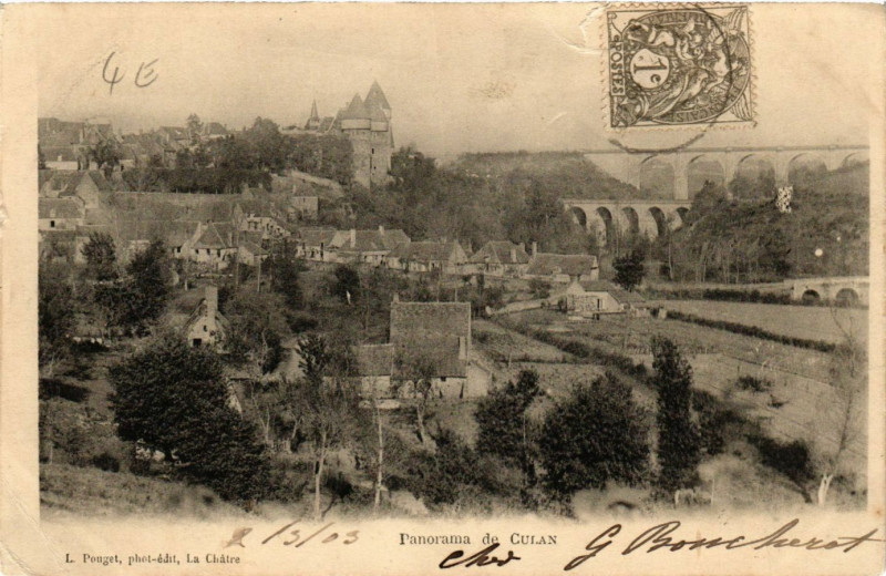 Carte postale ancienne Culan - Panorama de Culan à Culan