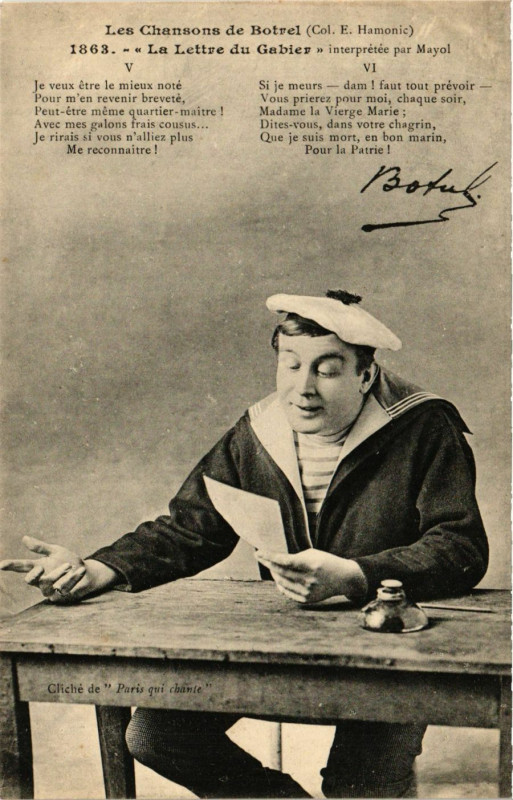 Carte postale ancienne La Lettre du Gabier - Les Chansons de Botrel - Folklore