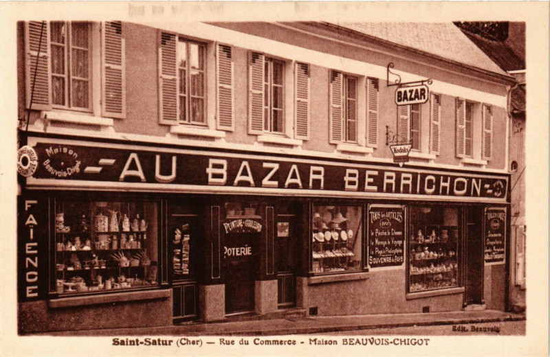 Carte postale ancienne Saint-Satur - Rue du Commerce - Maison Beauvois-Chigot à Saint-Satur