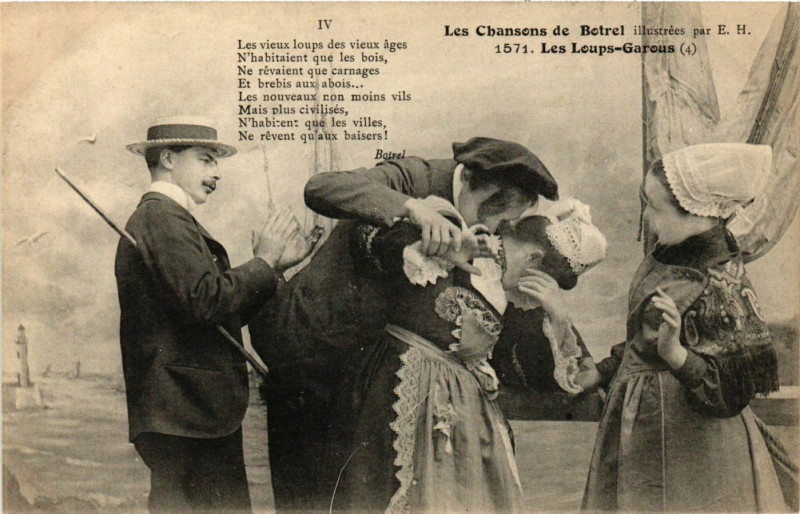Carte postale ancienne Les Loups-Garous - Les Chansons de Botrel - Folklore