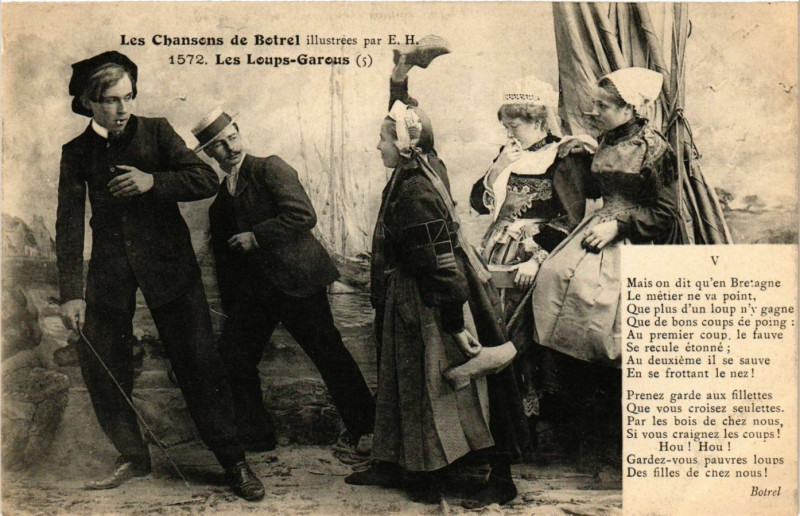 Carte postale ancienne Les Loups-Garous - Les Chansons de Botrel - Folklore