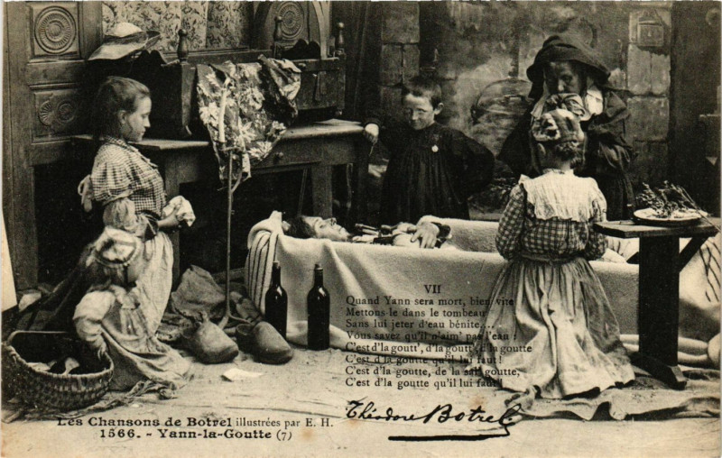 Carte postale ancienne Yann-la-Goutte - Les Chansons de Botrel - Folklore