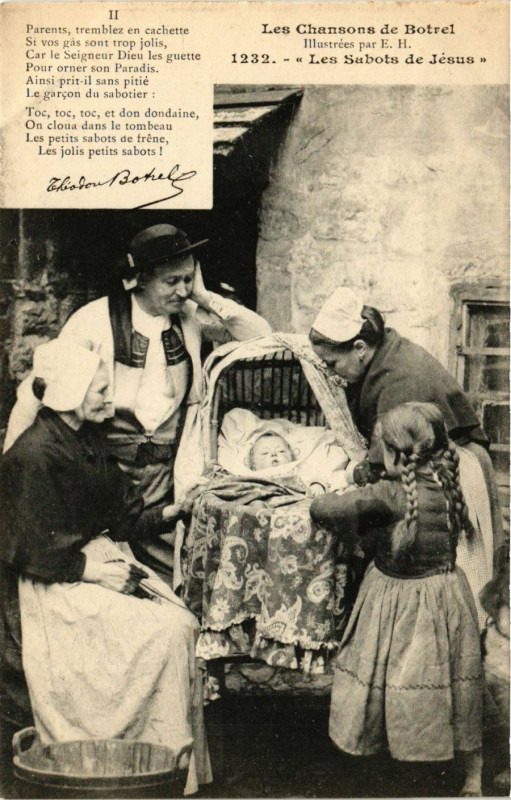 Carte postale ancienne Les Sabots de Jésus - Les Chansons de Botrel - Folklore
