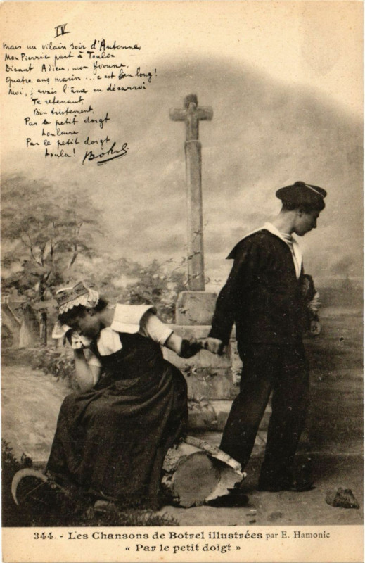 Carte postale ancienne Par le Petit Doigt - Les Chansons de Botrel - Folklore