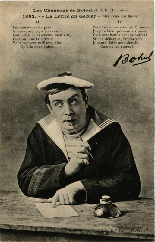 Carte postale ancienne La Lettre du Gabier - Les Chansons de Botrel - Folklore