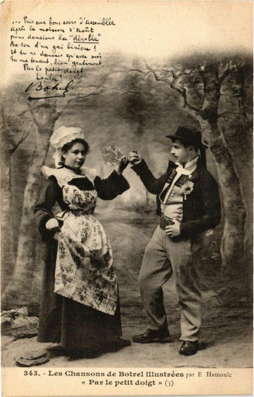 Carte postale ancienne Par le Petit Doigt - Les Chansons de Botrel - Folklore