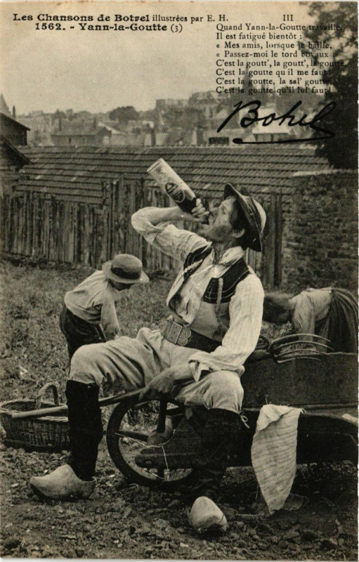 Carte postale ancienne Yann-la-Goutte - Les Chansons de Botrel - Folklore
