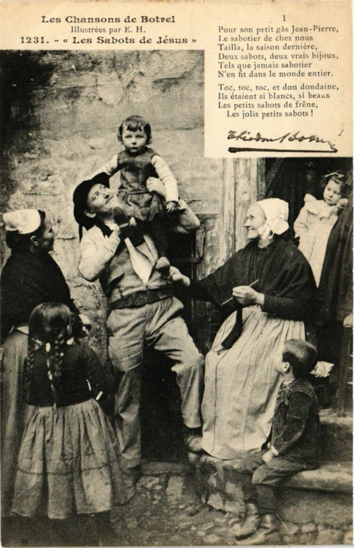 Carte postale ancienne Les Sabots de Jésus - Les Chansons de Botrel - Folklore