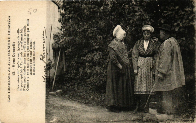 Carte postale ancienne Bons Conseils - Les Chansons de Jean Rameau - Folklore
