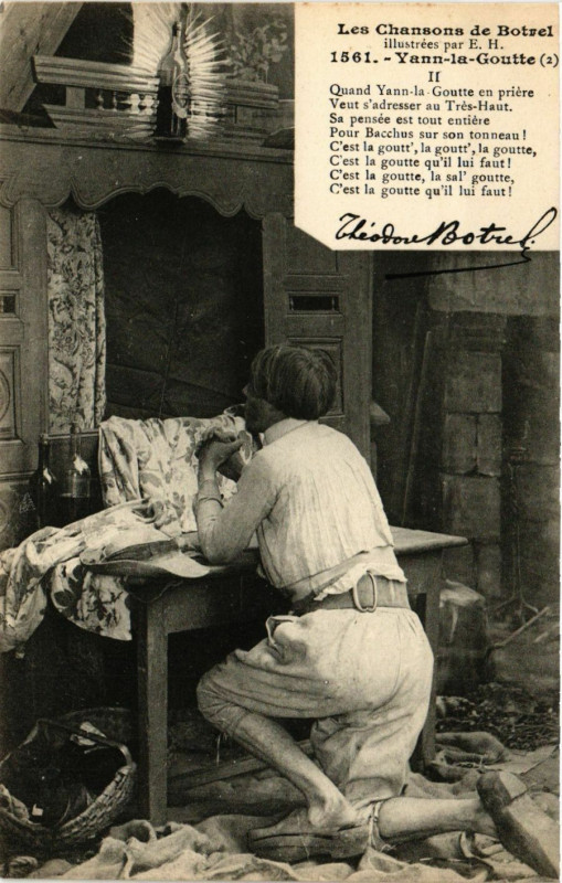 Carte postale ancienne Yann-la-Goutte - Les Chansons de Botrel - Folklore