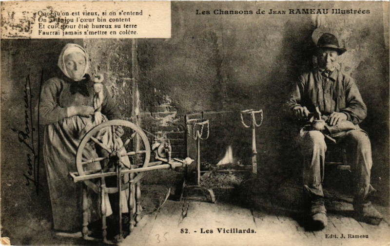 Carte postale ancienne Les Vieillards - Les Chansons de Jean Rameau - Folklore