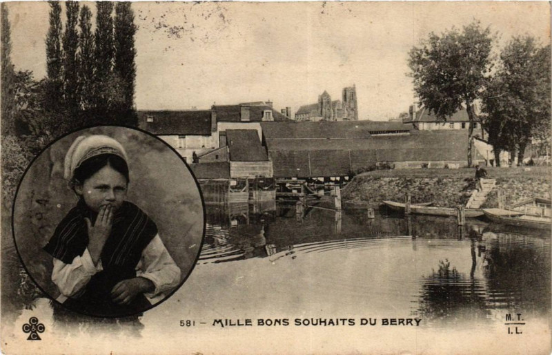 Carte postale ancienne Mille bons souhaits du Berry