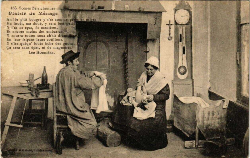 Carte postale ancienne Scenes Berrichonnes Plaisir de Menage