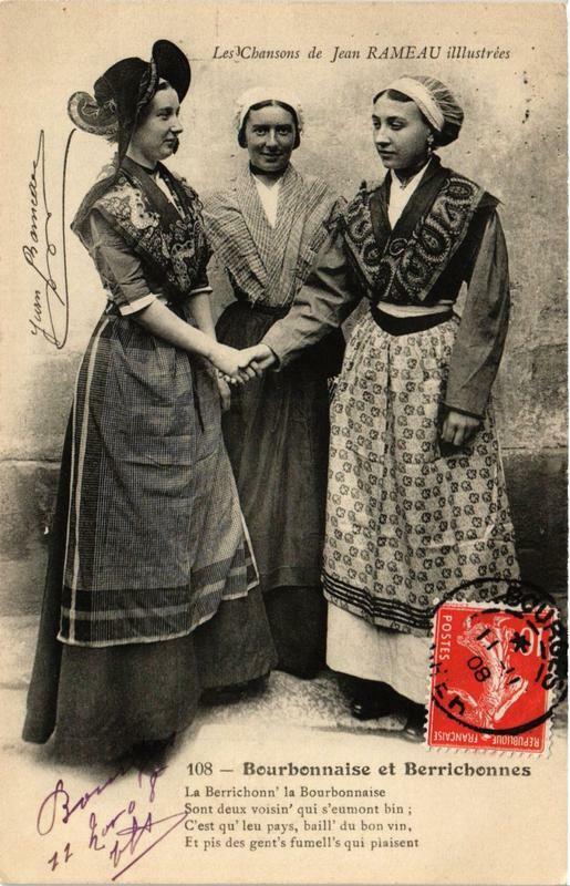 Carte postale ancienne Bourbonnaise et Berrichonnes
