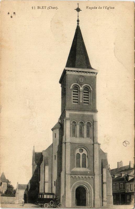 Carte postale ancienne Blet Facade de Eglise à Blet