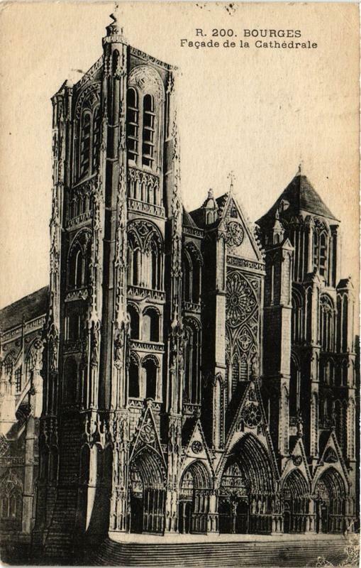 Carte postale ancienne Bourges Facade de la Cathédrale à Bourges