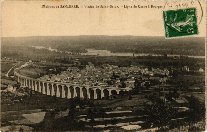Carte postale ancienne Saint-Satur - Viaduc - Ligne de Cosne a Bourges à Bourges