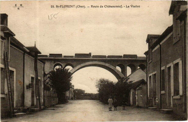 Carte postale ancienne Saint-Florent Route de Chateauneuf - Le Viaduc